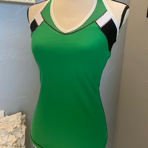 ALO YOGA COOLFIT GREEN/BLACK/WHITE RACERBACK